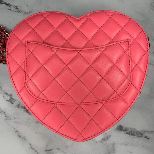 NEW Authentic CHANEL 22S Pink Large Heart Bag CC Lambskin Leather Crossbody bag Buy Online 