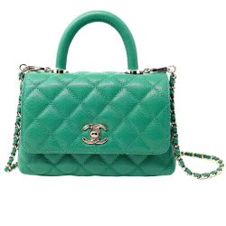 Chanel Green Coco Handle Caviar Mini Flap Quilted Leather Satchel Crossbody Bag Buy Online 