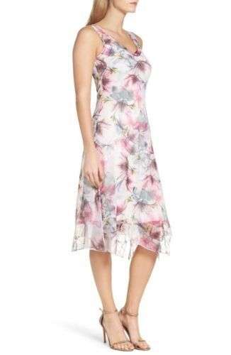Komarov Floral Print Asymmetrical Hem Chiffon A-Line Dress with Shawl Size S Buy Online 