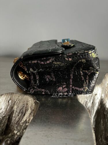 CHANEL19A Iridescent Graffiti Croc Black Calf Rectangle Mini Flap Bag Reissue Buy Online 