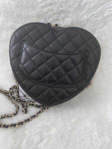 CHANEL Large Heart Bag 22S Crossbody Lambskin Black LGHW Buy Online 