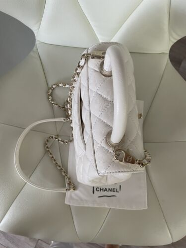 BNWT Chanel Top Handle Bag 22A Extra Mini White Caviar LGHW Buy Online 