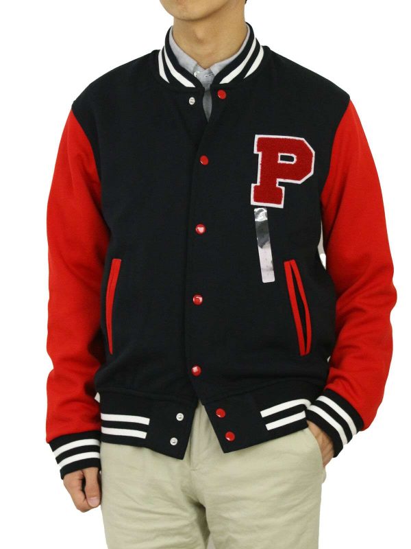 Polo Ralph Lauren Sweat Button-Up Baseball Jacket Jersey w/ "P" - Black w/ Red - Buy Online 