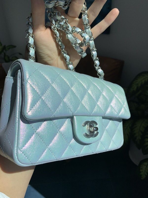 21K CHANEL Classic Mini Flap Bag Iridescent Icy Blue Calfskin NWT Buy Online 