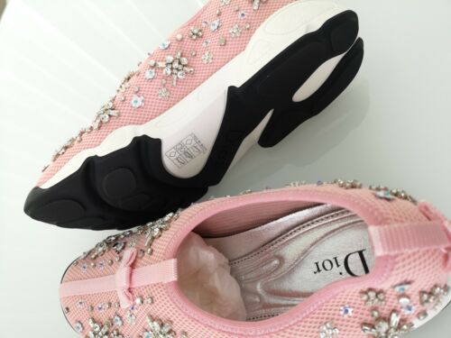 Dior Fusion Pink Sneakers, Real Crystals Embroidered, AUTHENTIC, Brand New w/box Buy Online 
