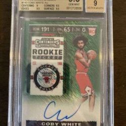 19-20 Contenders Coby White RC Rookie Green Shimmer BGS 9.5 Auto 9 Buy Online 