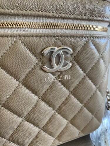 CHANEL Small Vanity Case Bag 21A Dark Beige Timeless Classic Caviar Gold CC NWT Buy Online 