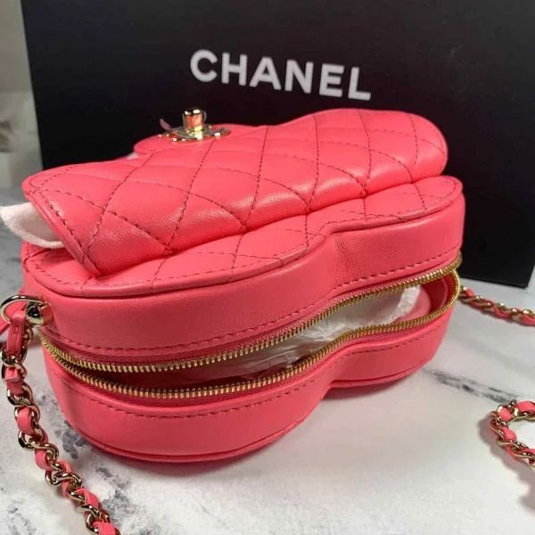 NEW Authentic CHANEL 22S Pink Large Heart Bag CC Lambskin Leather Crossbody bag Buy Online 