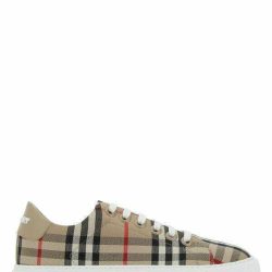 Burberry Beige Vintage Check And Leather Low Top Sneakers Buy Online 