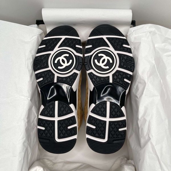Chanel 22A Beige Tan White Black Monogram CC Logo 38 EUR Size Runner Sneakers Buy Online 