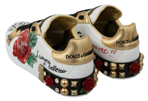 Dolce&Gabbana Women Multicolor Sneakers Leather Floral Sequined Trainer Shoes Buy Online 