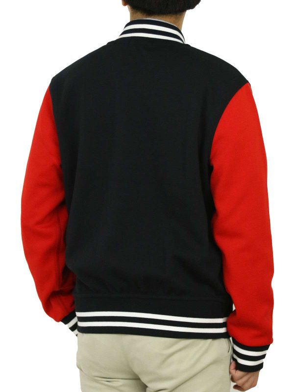 Polo Ralph Lauren Sweat Button-Up Baseball Jacket Jersey w/ "P" - Black w/ Red - Buy Online 