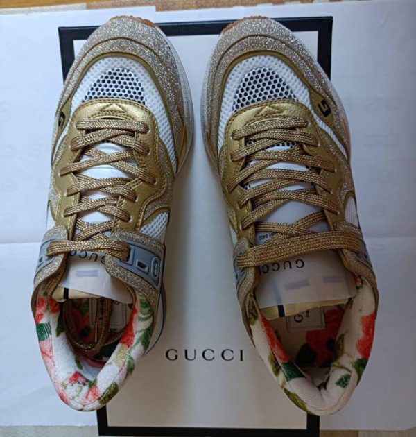 Women 8.0Us Gucciultra Pace Golden Sneakers Buy Online 