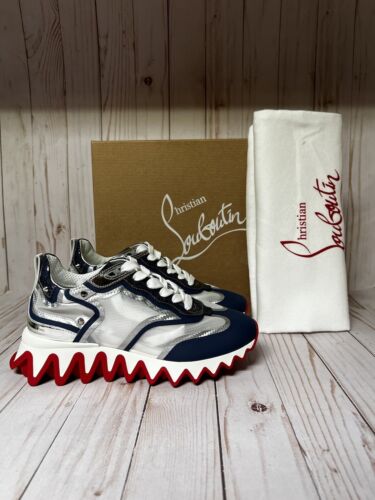 Christian Louboutin Sharkina Lace Up Sneaker Blue White 37.5 / 7.5 Buy Online 