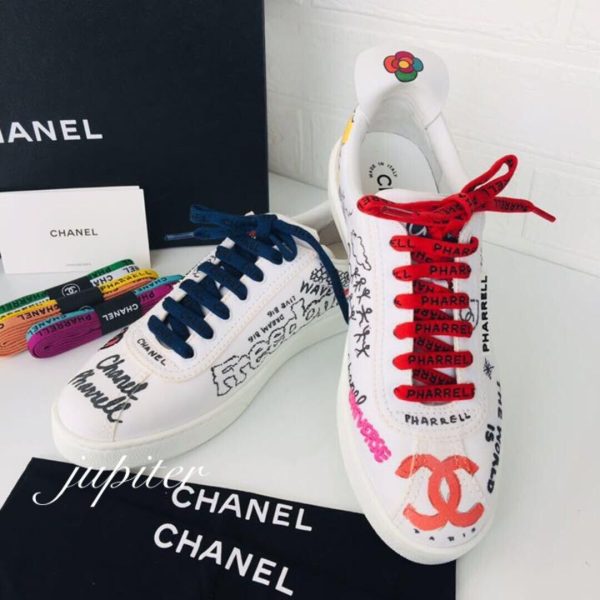 Rare CHANEL x Pharrell Williams Calfskin Graffiti Multicolor Sneakers size 24.5 Buy Online 