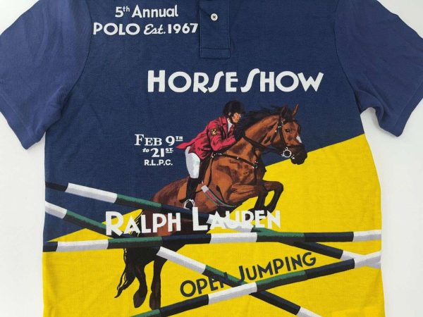 Polo Ralph Lauren Men Horseshow Graphic Short Sleeve Polo Shirt Navy NWT FreeShi Buy Online 