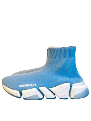 Balenciaga Light Blue Stretch Knit Sock Speed 2.0 Flat Sneakers Shoe Size 38 / 8 Buy Online 