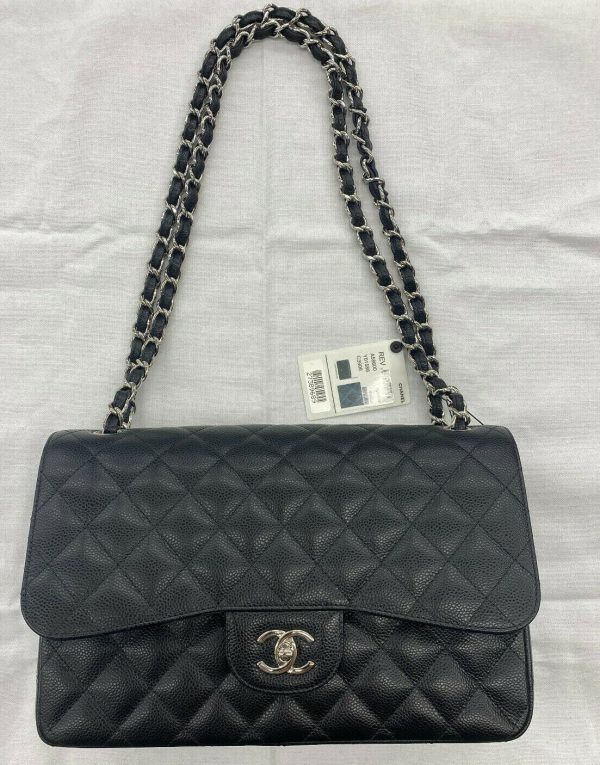 Chanel Classic Double Flap Bag Quilted Caviar Jumbo Buy Online 
