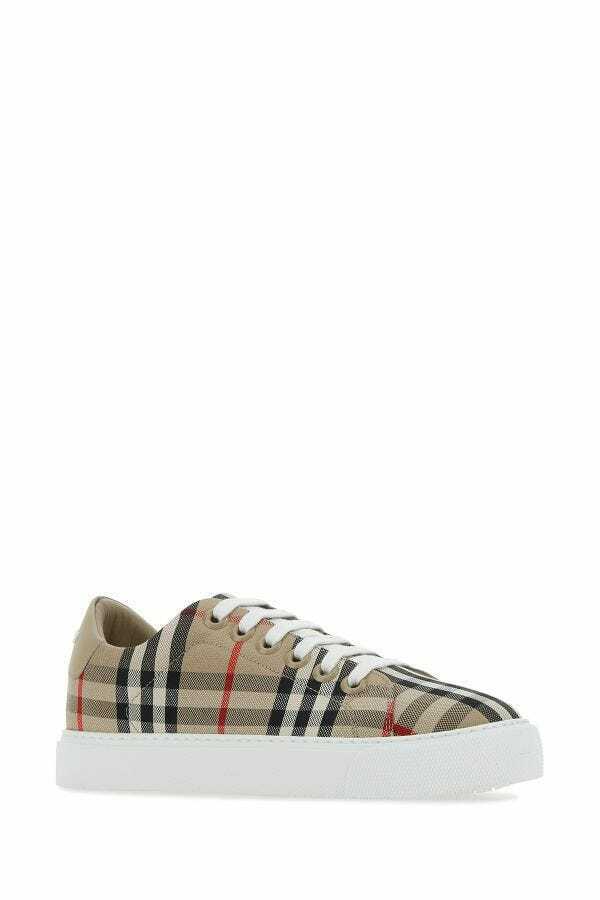 Burberry Beige Vintage Check And Leather Low Top Sneakers Buy Online 