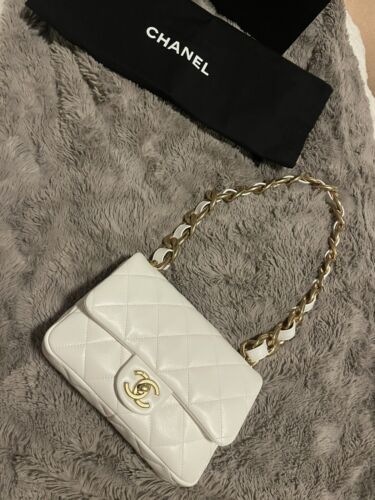 CHANEL “Funky Town” White Small Bag Flap Thick Strap 22S SOLD OUT Buy Online 
