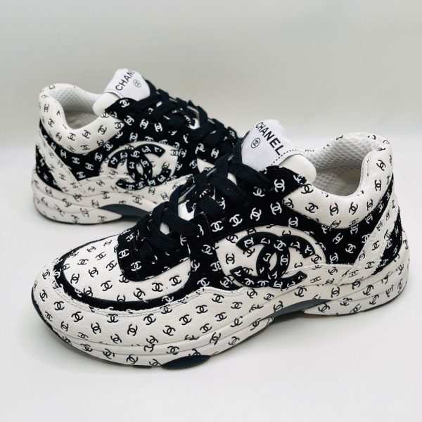Chanel White Black CC Logos All Over Monogram 38 EUR Sizes Trainers Sneakers Buy Online 