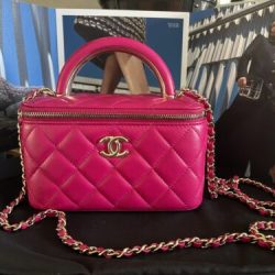 CHANEL RARE Pink Fuchsia GHW Fall 22A Quilted Vanity Metal Top Handle Chain Bag Buy Online 