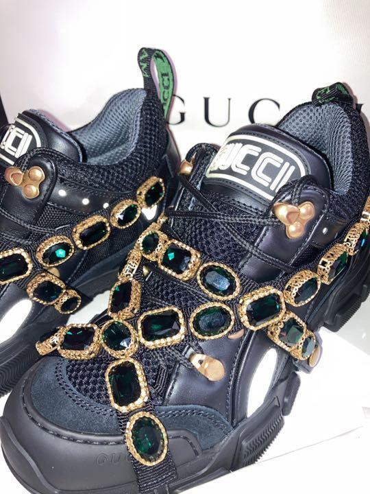 Women 7.0Us Gucci Flash Trek Sneaker Crystal Black Buy Online 