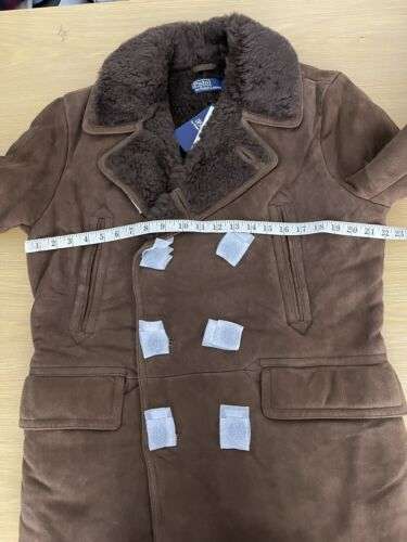 $2498 Polo Ralph Lauren Medium Shearling Peacoat Jacket RRL Leather Brown Ranch Buy Online 