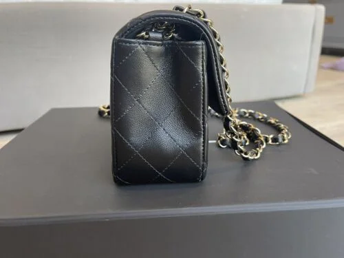 BNIB Chanel Rectangular Mini Flap Bag in Lambskin and Light Gold Hardware Buy Online 