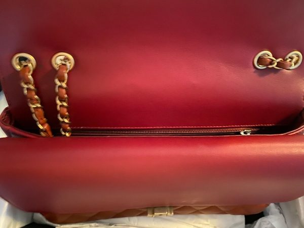 New CHANEL Classic Flap-Bag Medium LambskinGold Orange Burgundy CC Handbag Purse Buy Online 