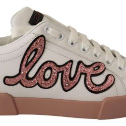 Dolce & Gabbana White Love Patch Portofino Sneakers Shoes Buy Online 