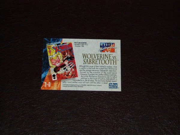 Wolverine vs Sabretooth Battle 3-D 1992 Marvel Masterpieces SkyBox trading Card Buy Online 