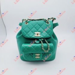 CHANEL 22a QUILTED LAMBSKIN DUMA BACKPACK GREEN BAG 100% AUTHENTIC Buy Online 