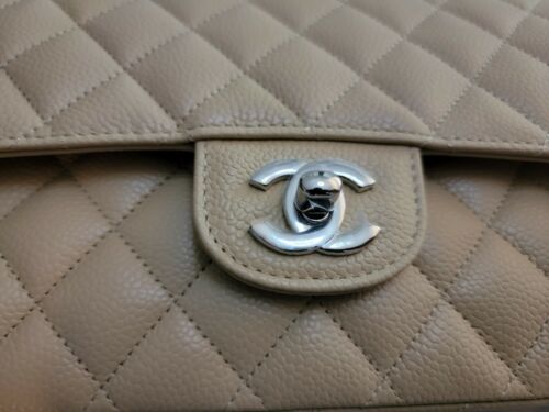 NWT Chanel Classic Medium Beige Clair Caviar SHW Flap Bag Fullset Tag Chip Buy Online 