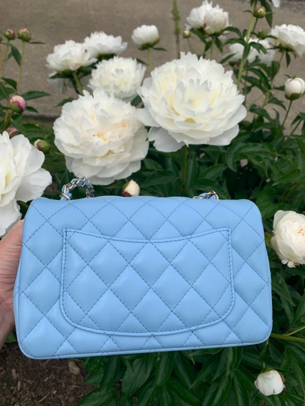 CHANEL Classic Mini Flap Bag Blue Lambskin Rectangular 22S GHW New w/receipt! Buy Online 