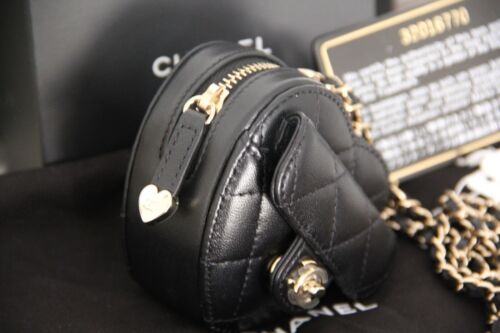 Authentic Chanel Black Heart Necklace Micro Bag Heart Coin Purse With Chain 22S Buy Online 