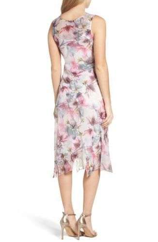 Komarov Floral Print Asymmetrical Hem Chiffon A-Line Dress with Shawl Size S Buy Online 