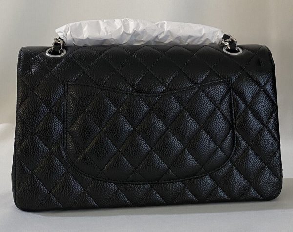 New 22 A CHANEL Medium Classic Caviar Double Flap Black Bag Silver HWR MICROCHIP Buy Online 