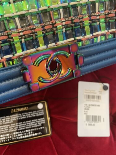 NEW! BOX! CHANEL 17S CUBA Boy Bag Iridescent Mermaid Rainbow  Braided Strap Buy Online 