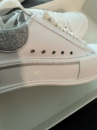 NIB alexander mcqueen sneakers White/Silver glitter Accent women 10 Buy Online 