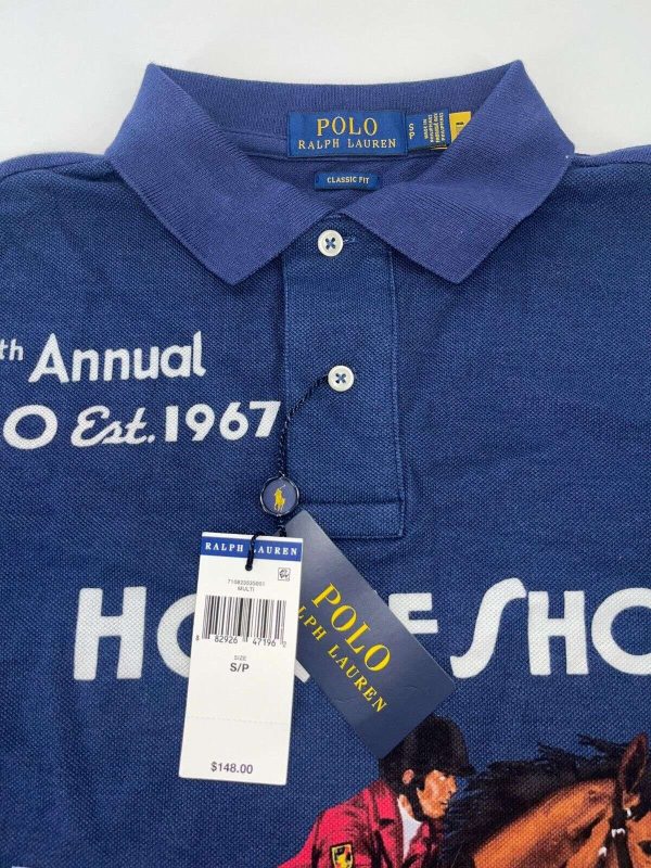 Polo Ralph Lauren Men Horseshow Graphic Short Sleeve Polo Shirt Navy NWT FreeShi Buy Online 