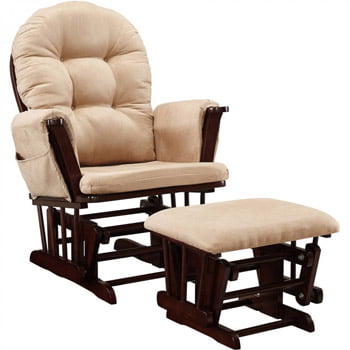 Glider Ottoman Baby Rocker Chair Seat Beige Cushions Rocking Nursery Furniture