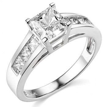 25 Ct Princess Cut Engagement Wedding Ring Channel Setting Solid 14K White Gold